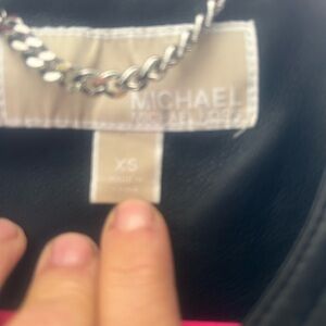 Michael Kors Black Leather Jacket with Silver Chain